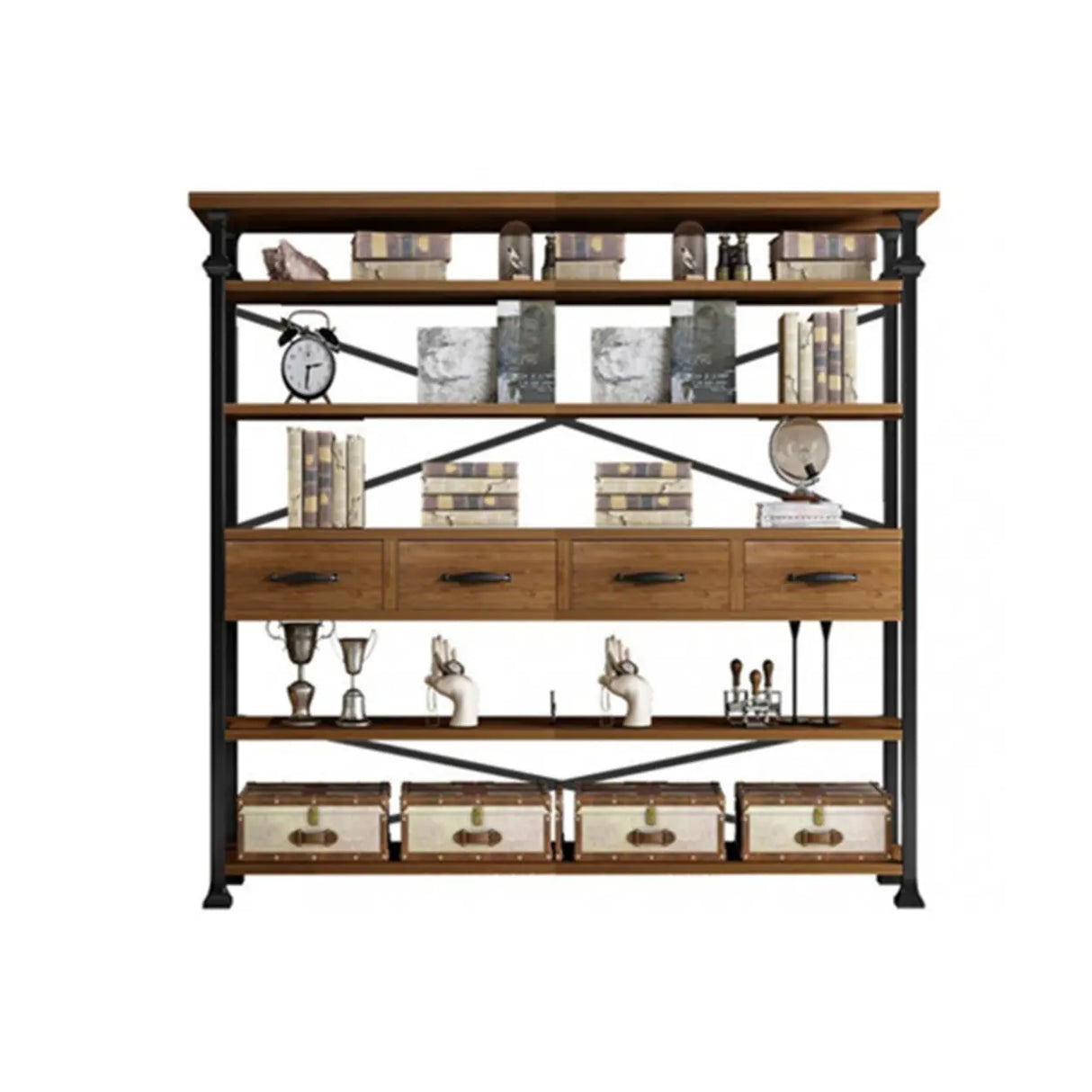 Antique Vertical Open-Frame Etagere Display Bookshelf Image - 2