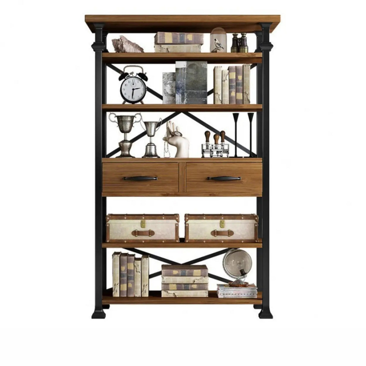 Antique Vertical Open-Frame Etagere Display Bookshelf Image - 3