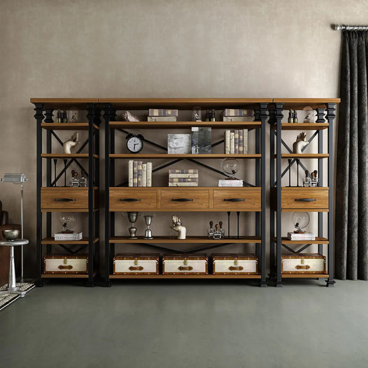 Antique Vertical Open-Frame Etagere Display Bookshelf Image - 4