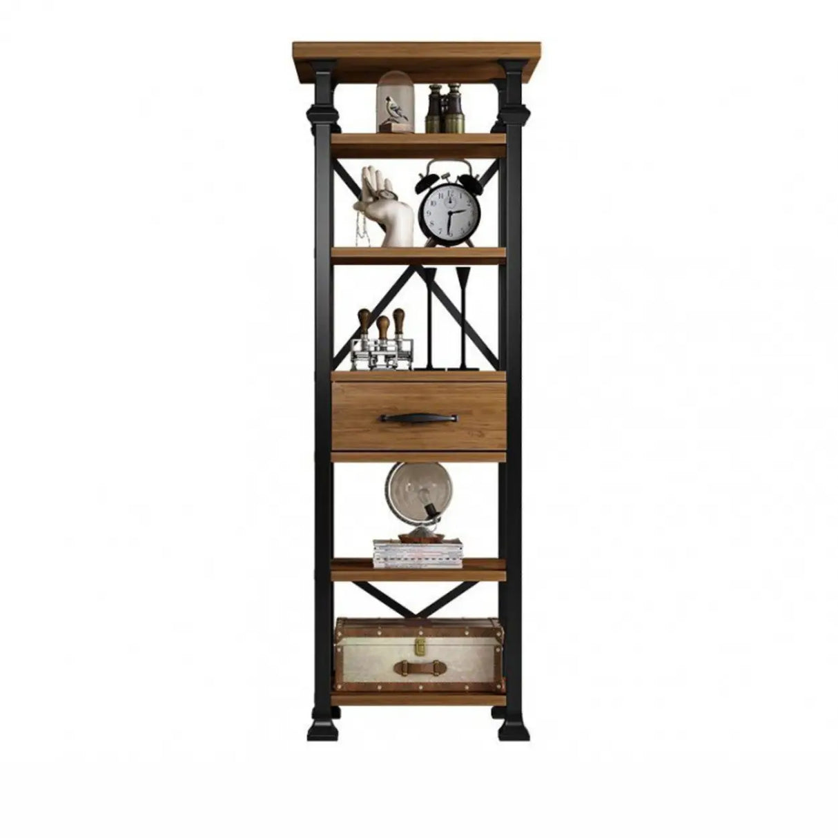 Antique Vertical Open-Frame Etagere Display Bookshelf Image - 8