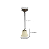 Antique White Glass Bell Adjustable Height Pendant Light #size