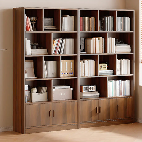Antique Wooden Brown Standard Closed Storage Bookcase Image - 1