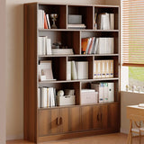 Antique Wooden Brown Standard Closed Storage Bookcase Image - 13