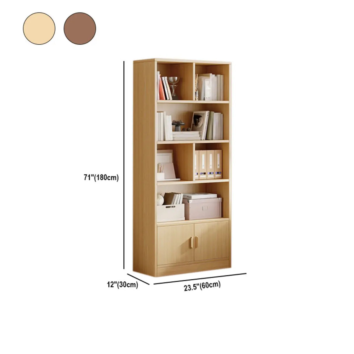 Antique Wooden Brown Standard Closed Storage Bookcase 