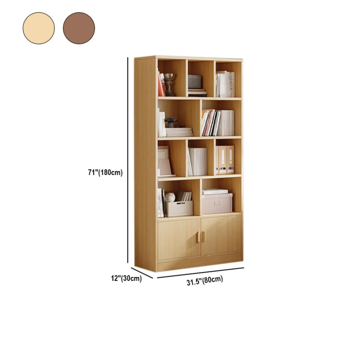 Antique Wooden Brown Standard Closed Storage Bookcase Image - 15