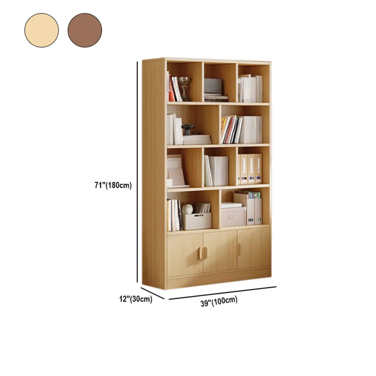 Antique Wooden Brown Standard Closed Storage Bookcase Image - 16