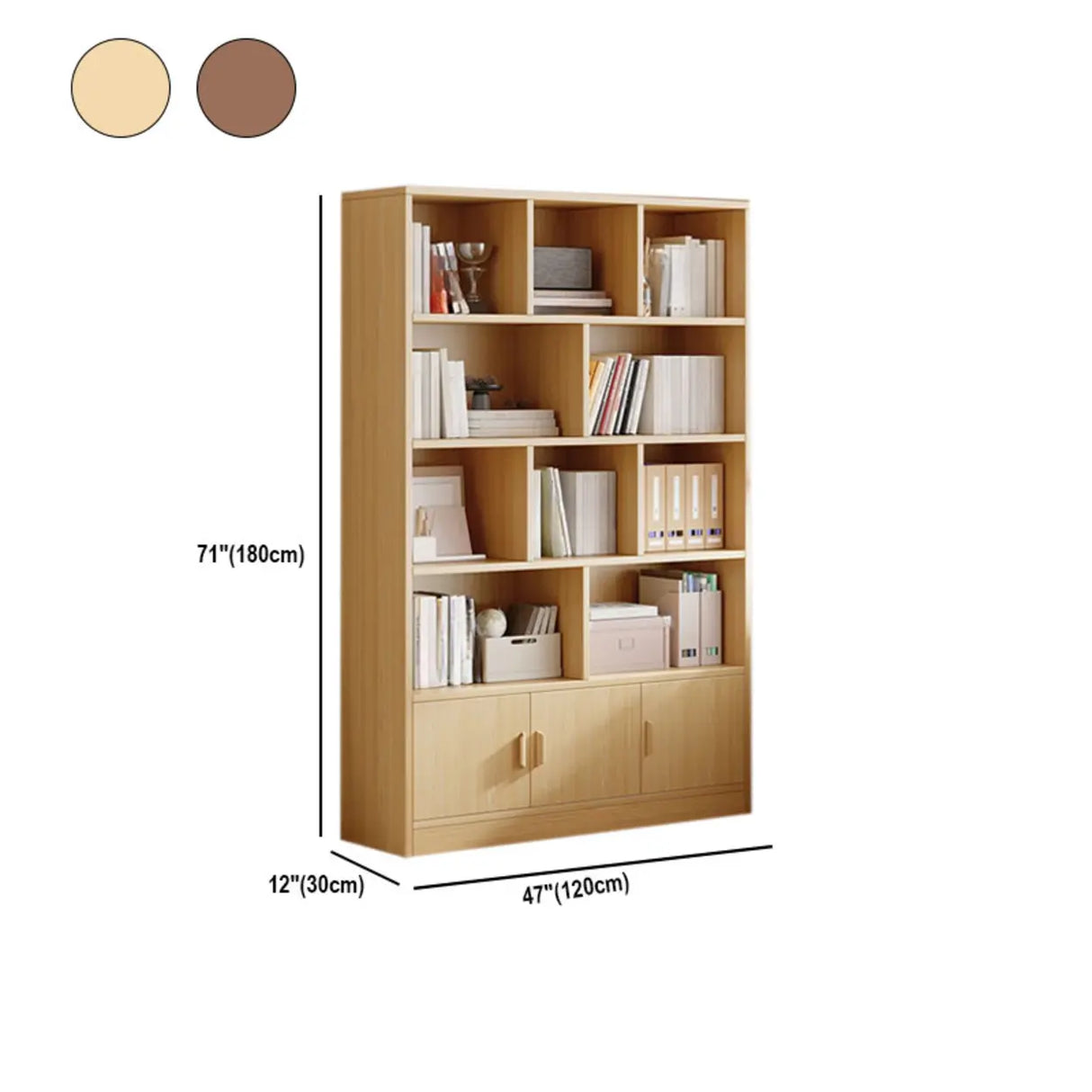 Antique Wooden Brown Standard Closed Storage Bookcase Image - 17