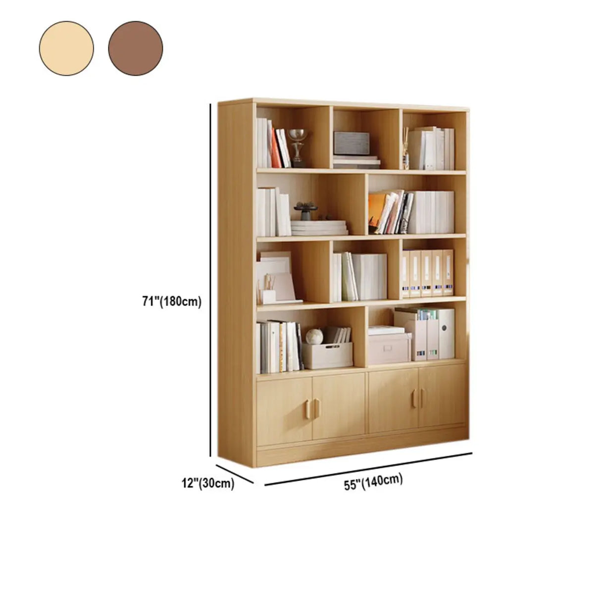 Antique Wooden Brown Standard Closed Storage Bookcase Image - 18