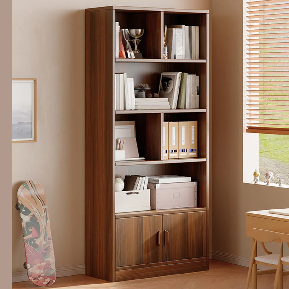 Antique Wooden Brown Standard Closed Storage Bookcase Image - 3