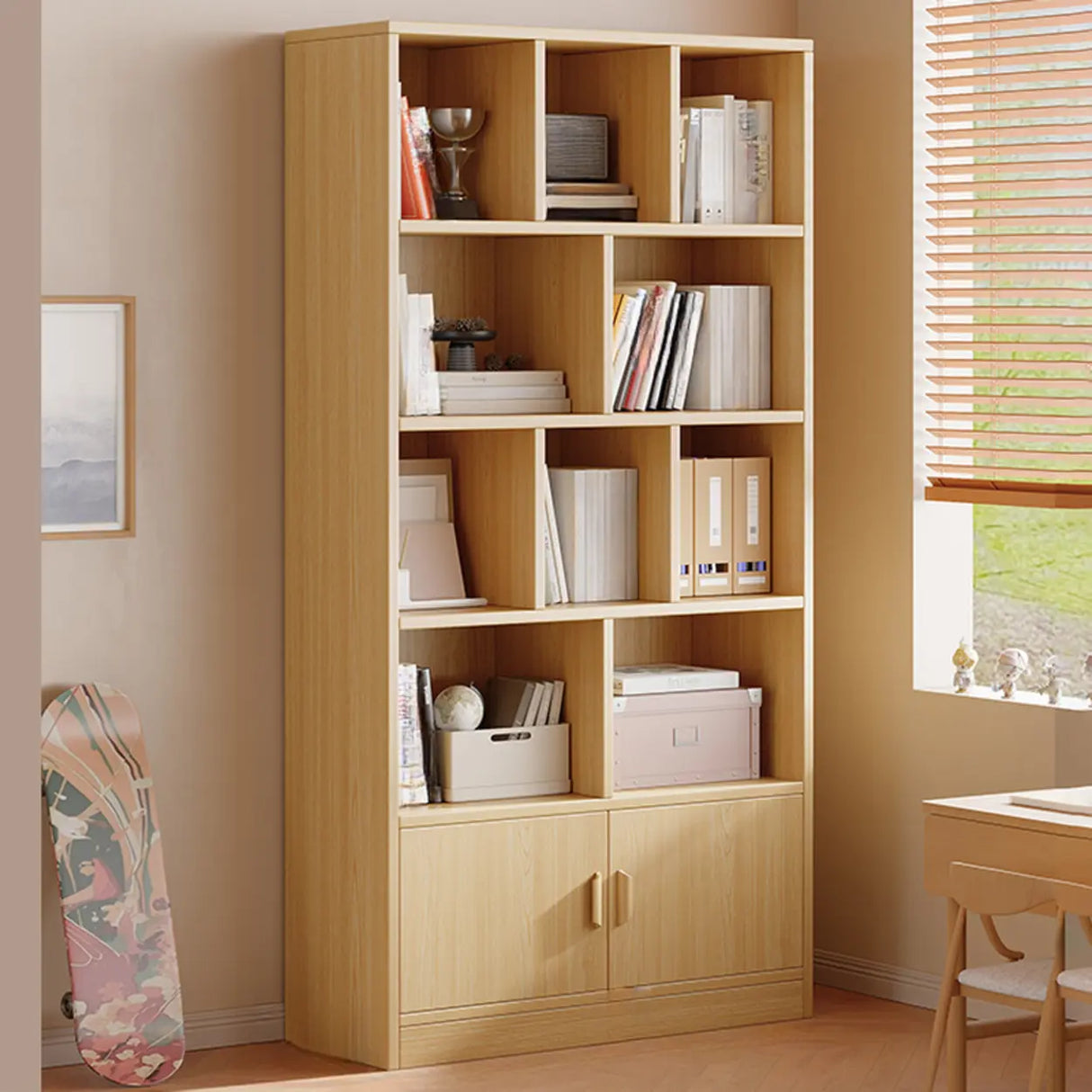 Antique Wooden Brown Standard Closed Storage Bookcase Image - 5