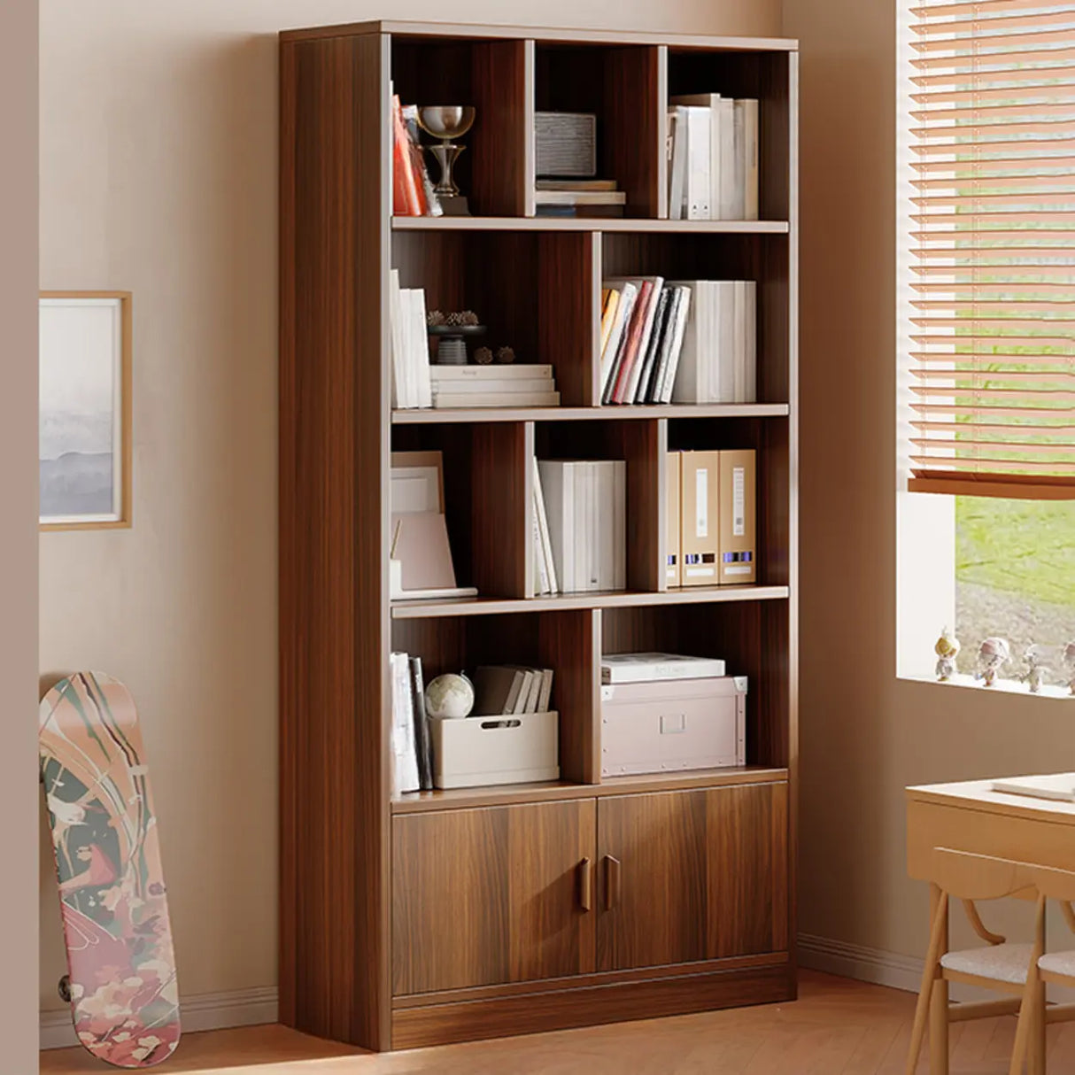 Antique Wooden Brown Standard Closed Storage Bookcase Image - 7
