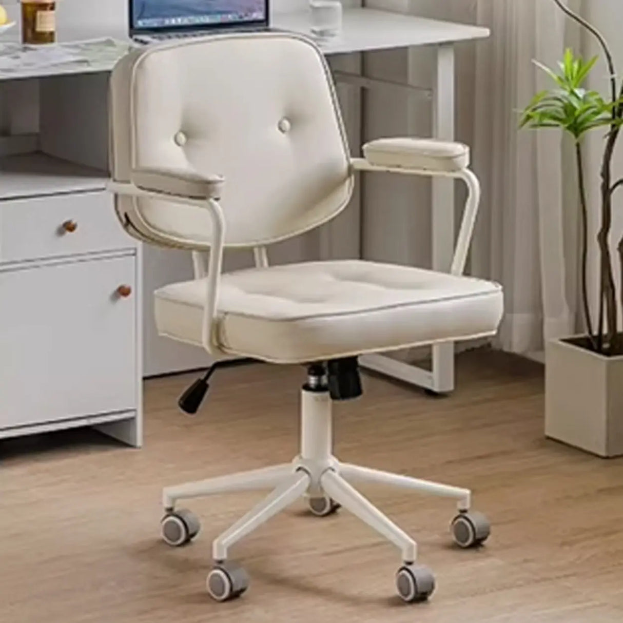 Apricot Modern Swivel Leather Adjustable Office Chair Image - 5