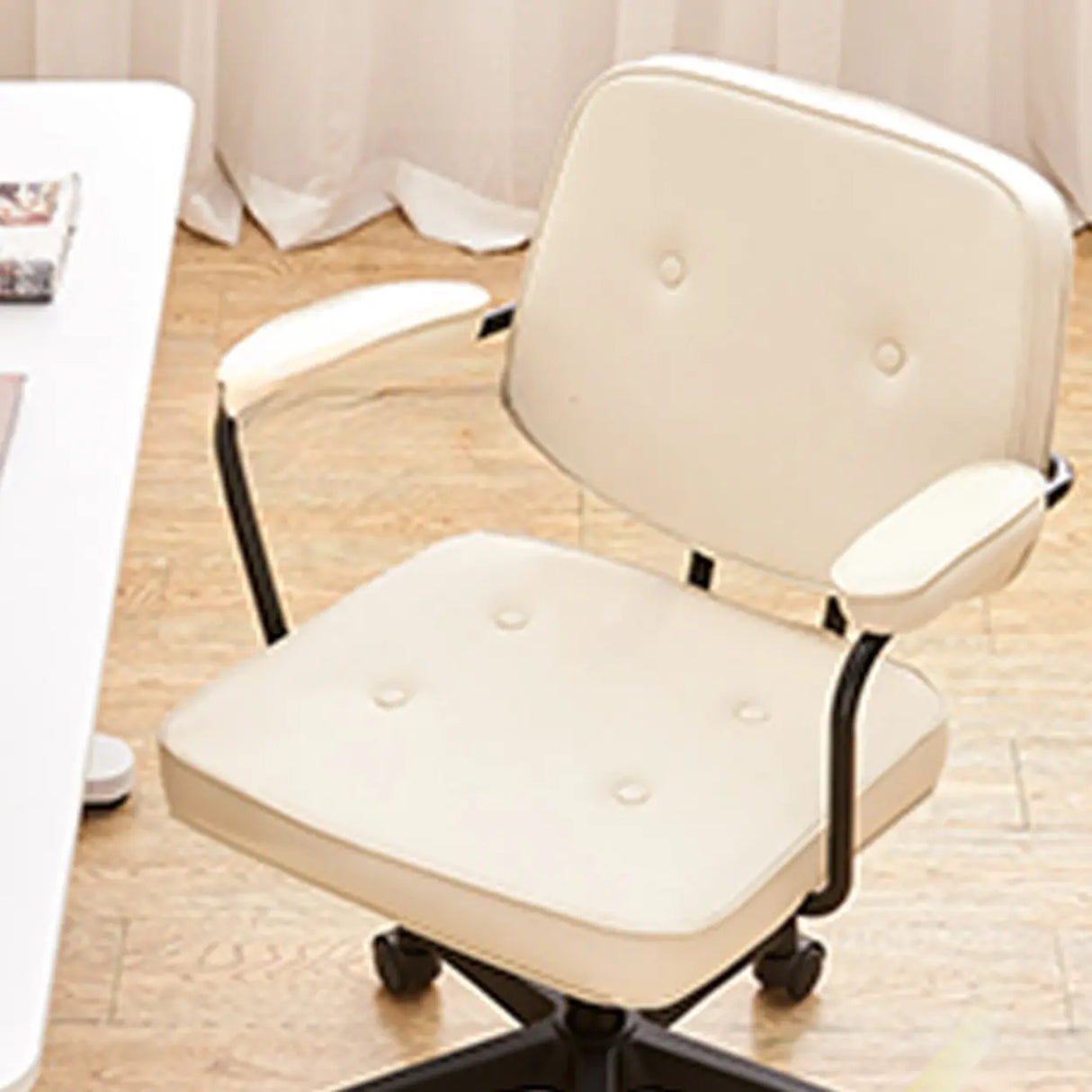 Apricot Modern Swivel Leather Adjustable Office Chair Image - 9