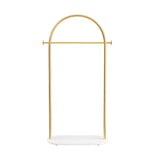 Arch Gold-White Freestanding Coat Rack with Hooks and Shelf Image - 15