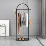 Arch Gold-White Freestanding Coat Rack with Hooks and Shelf Image - 3