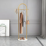 Arch Gold-White Freestanding Coat Rack with Hooks and Shelf Image - 6