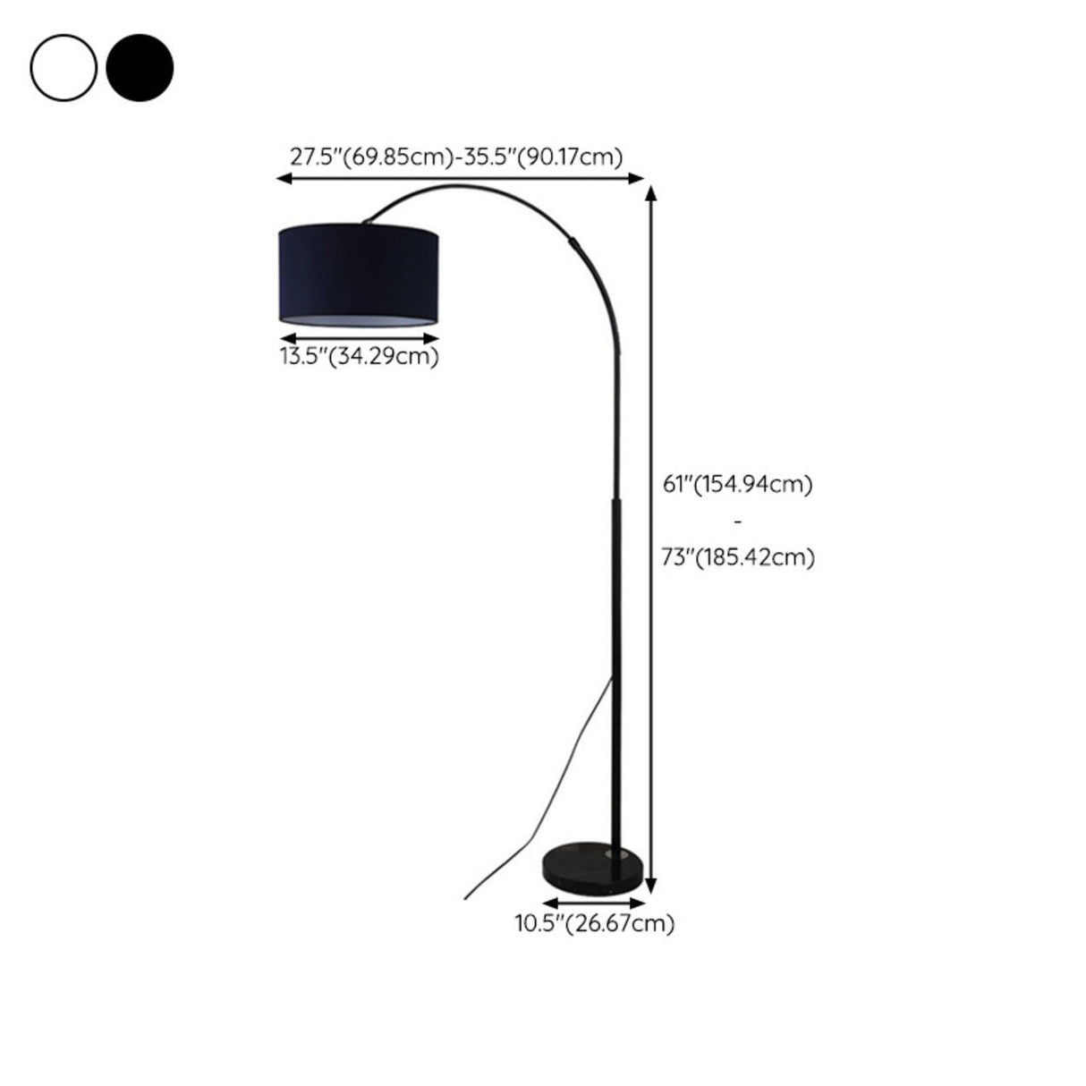 Arched Drum Shade Modern Adjustable Metal Floor Lamp 