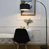 Arched Drum Shade Modern Adjustable Metal Floor Lamp Image - 5