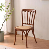 Arched Open Slatted Back Wooden Dining Chair Brown Image - 10