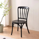 Arched Open Slatted Back Wooden Dining Chair Brown Image - 19