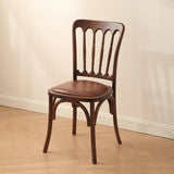 Arched Open Slatted Back Wooden Dining Chair Brown Image - 21