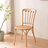 Arched Open Slatted Back Wooden Dining Chair Brown Image - 3