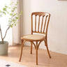 Arched Open Slatted Back Wooden Dining Chair Brown Image - 5