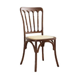 Arched Open Slatted Back Wooden Dining Chair Brown Image - 9