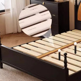 Arched Wood Black Queen Upholstered Headboard Panel Bed Image - 8