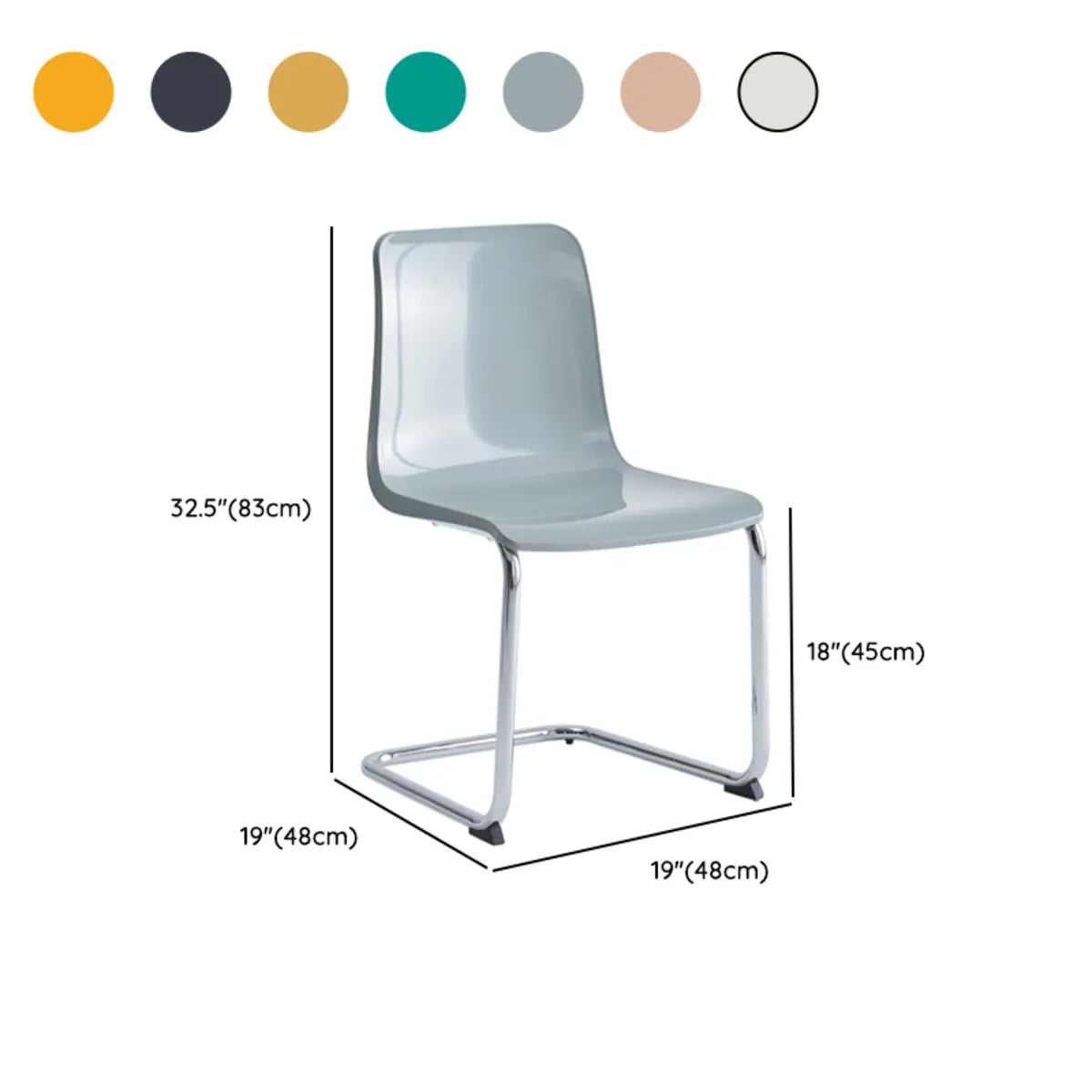 Armless Backrest Cantilever Dining Chair Multi-Color 