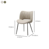 Armless Curved Back Faux Leather Metal Dining Chair #size