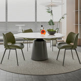 Armless Curved Back Faux Leather Metal Dining Chair Image - 4