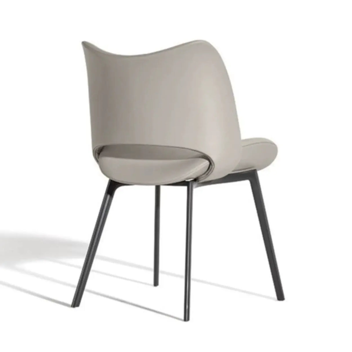 Armless Curved Back Leather Parsons Dining Chair Grey Image - 10