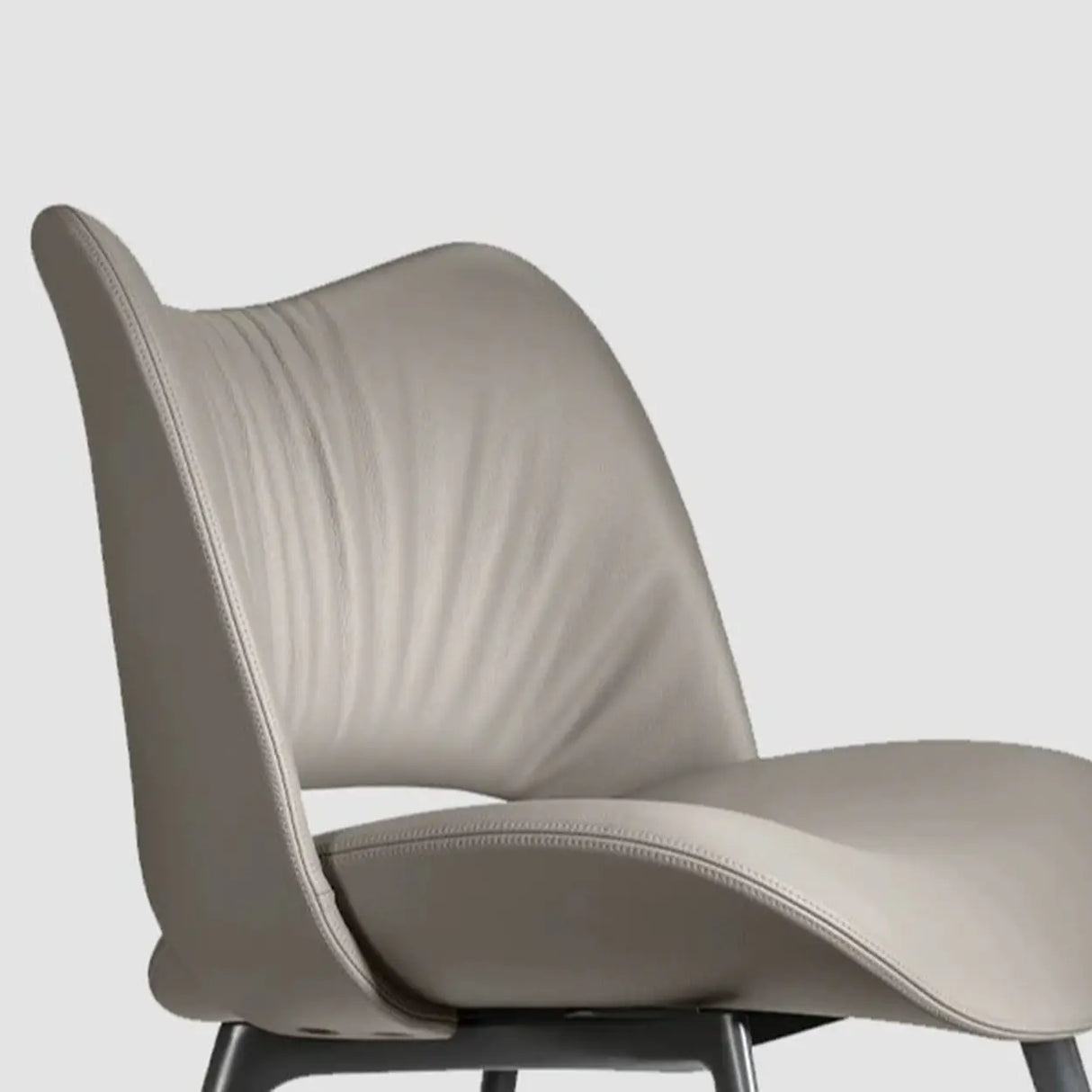 Armless Curved Back Leather Parsons Dining Chair Grey Image - 12