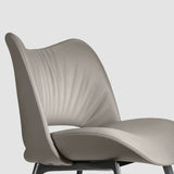 Armless Curved Back Leather Parsons Dining Chair Grey Image - 12