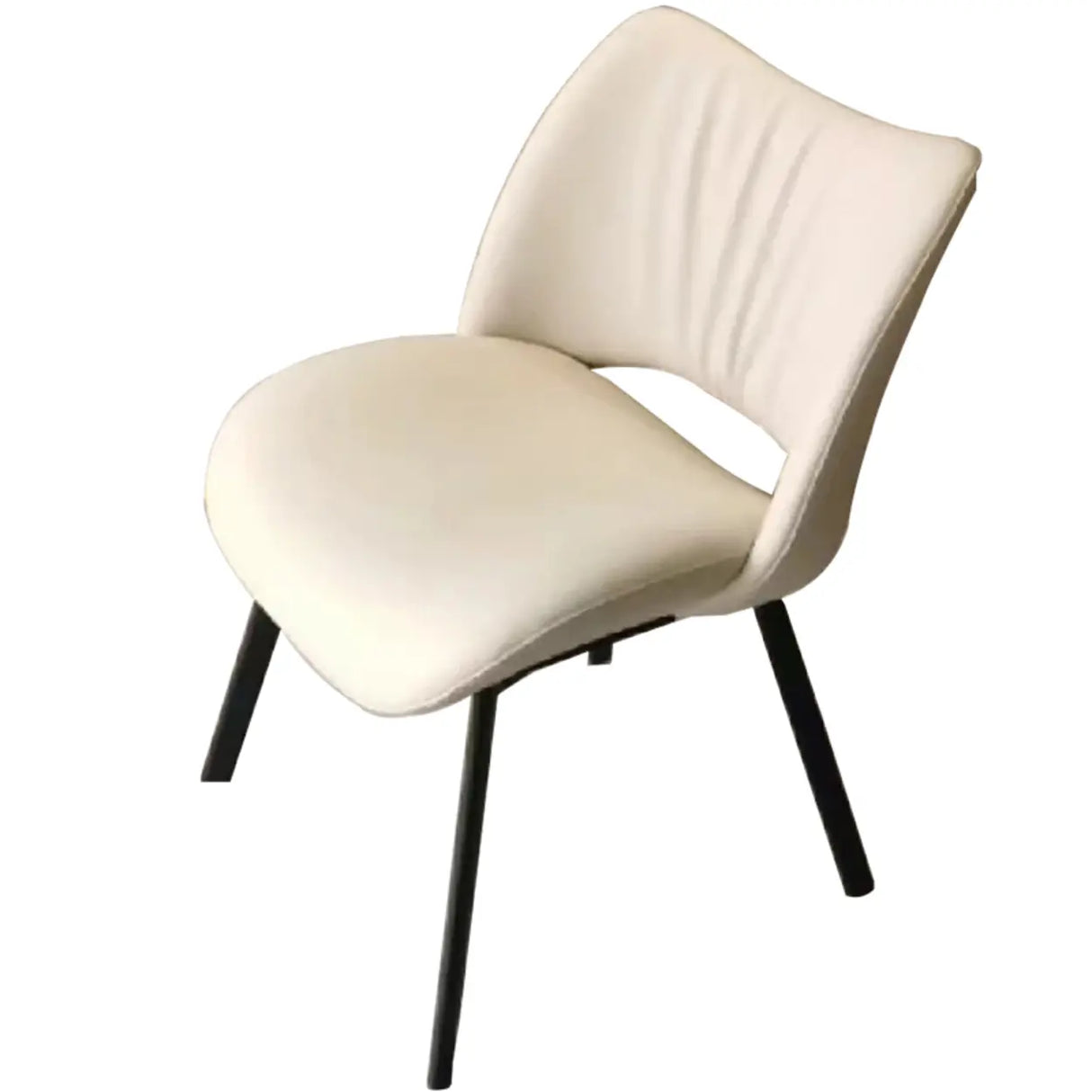 Armless Curved Back Leather Parsons Dining Chair Grey Image - 3