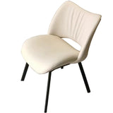 Armless Curved Back Leather Parsons Dining Chair Grey Image - 3