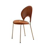 Armless Curved Back Leather Upholstered Dining Chair Image - 21