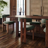 Armless Curved Back Wood Upholstered Dining Chair Green Image - 1
