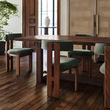 Armless Curved Back Wood Upholstered Dining Chair Green Image - 1