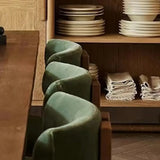 Armless Curved Back Wood Upholstered Dining Chair Green Image - 8