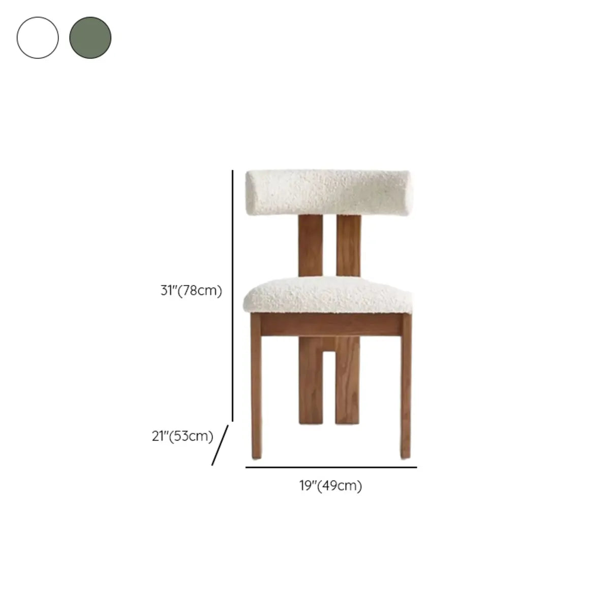 Armless Curved Back Wood Upholstered Dining Chair Green 