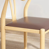 Armless Curved Open Back Wooden Dining Chair Coffee Image - 10