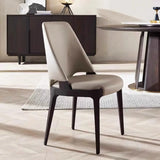 Armless Faux Leather High-Back Wood Dining Chair Grey Image - 1