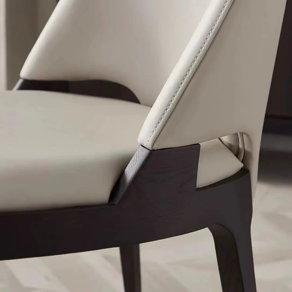 Armless Faux Leather High-Back Wood Dining Chair Grey Image - 4