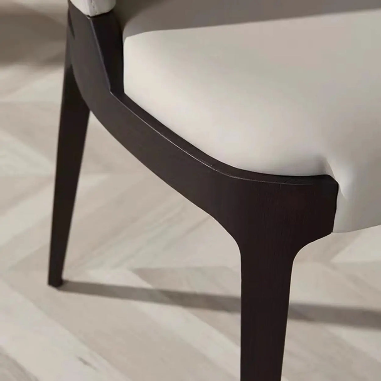 Armless Faux Leather High-Back Wood Dining Chair Grey Image - 5