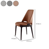Armless Faux Leather High-Back Wood Dining Chair Grey #size