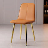 Armless Metal Legs Faux Leather Upholstered Dining Chair Image - 19
