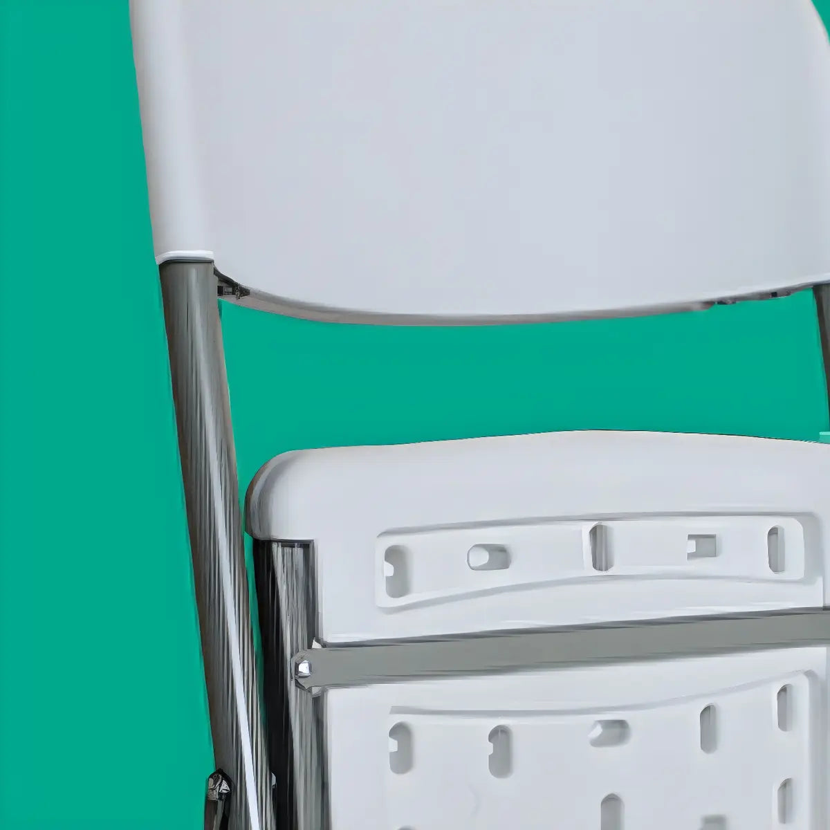 Armless Modern Folding Metal Frame Plastic Office Chair Image - 15