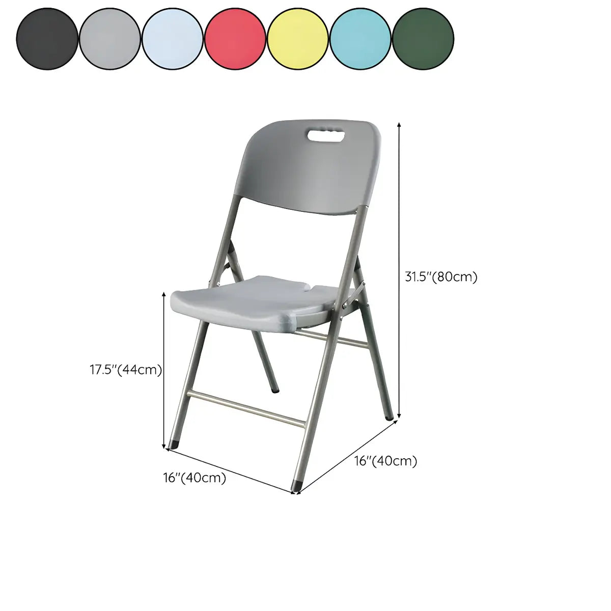 Armless Modern Folding Metal Frame Plastic Office Chair 